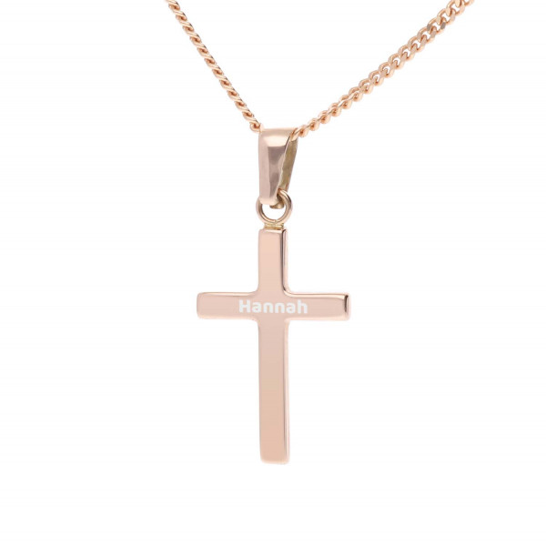 Anhänger „Kreuz“ mit Gravur in roségold – 375er Gold
