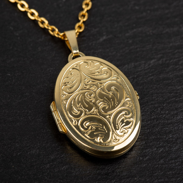 Medaillon mit Gravur in gold – 925 Silber vergoldet